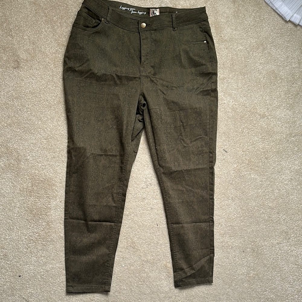 Olive Green Patterned Pants
